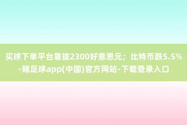 买球下单平台靠拢2300好意思元；比特币跌5.5%-赌足球app(中国)官方网站-下载登录入口