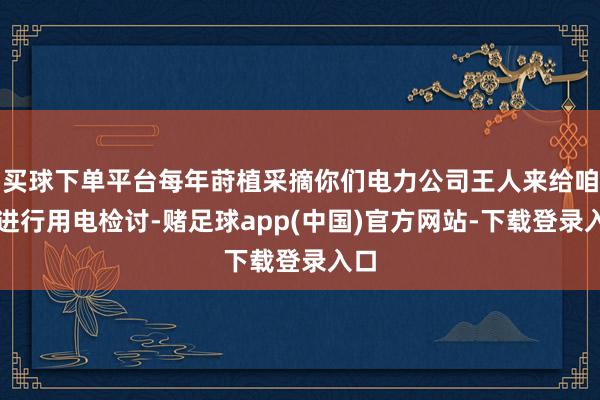 买球下单平台每年莳植采摘你们电力公司王人来给咱们进行用电检讨-赌足球app(中国)官方网站-下载登录入口