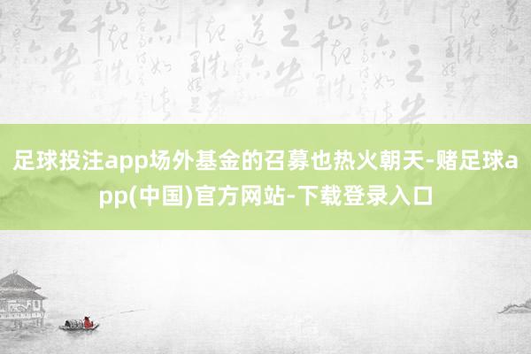 足球投注app场外基金的召募也热火朝天-赌足球app(中国)官方网站-下载登录入口