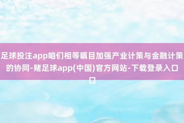 足球投注app咱们相等瞩目加强产业计策与金融计策的协同-赌足球app(中国)官方网站-下载登录入口