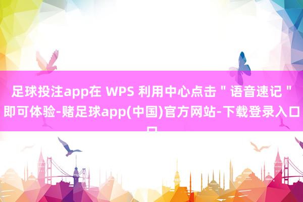足球投注app在 WPS 利用中心点击＂语音速记＂即可体验-赌足球app(中国)官方网站-下载登录入口