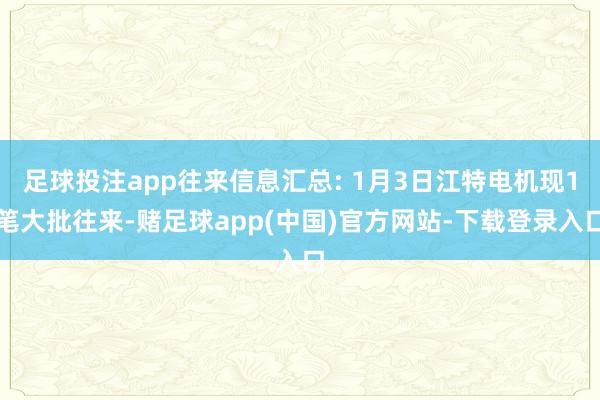 足球投注app往来信息汇总: 1月3日江特电机现1笔大批往来-赌足球app(中国)官方网站-下载登录入口