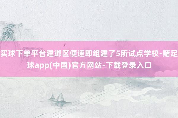 买球下单平台建邺区便速即组建了5所试点学校-赌足球app(中国)官方网站-下载登录入口