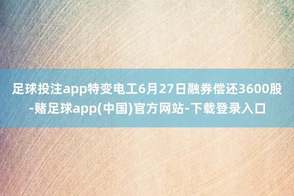足球投注app特变电工6月27日融券偿还3600股-赌足球app(中国)官方网站-下载登录入口