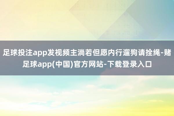 足球投注app发视频主淌若但愿内行遛狗请拴绳-赌足球app(中国)官方网站-下载登录入口